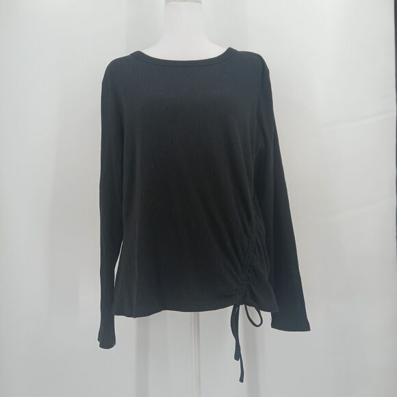 a new day Tops - womens black long sleeve top a new day size XXL rouching blouse basic